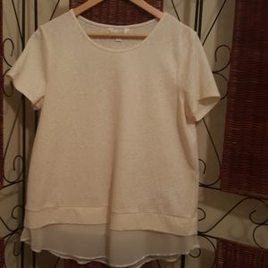 Ivory floral embossed blouse